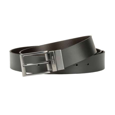 Ceinture marron unie avec une boucle métallique argentée rectangle - Image 2