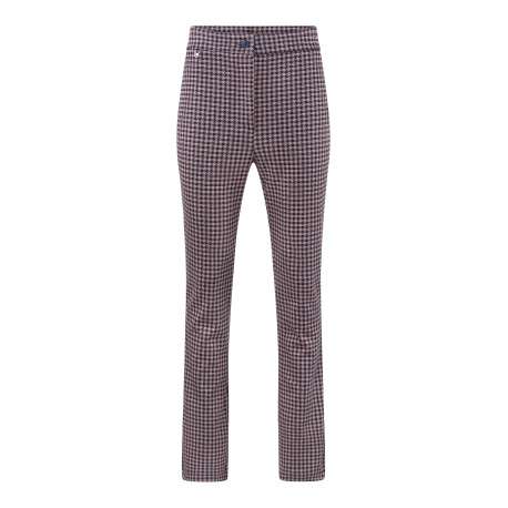 Pantalon femme coupe droite pied de poule cuivré noir et beige