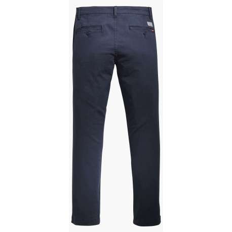 Pantalon bleu marine en coton uni avec poches avant et poches passepoilées arrière - Image 4
