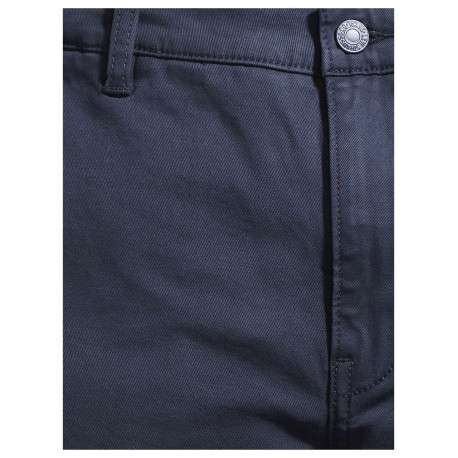 Pantalon bleu marine en coton uni avec poches avant et poches passepoilées arrière - Image 6