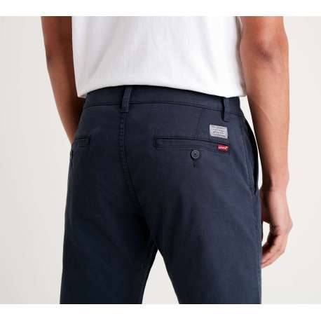 Pantalon bleu marine en coton uni avec poches avant et poches passepoilées arrière - Image 10