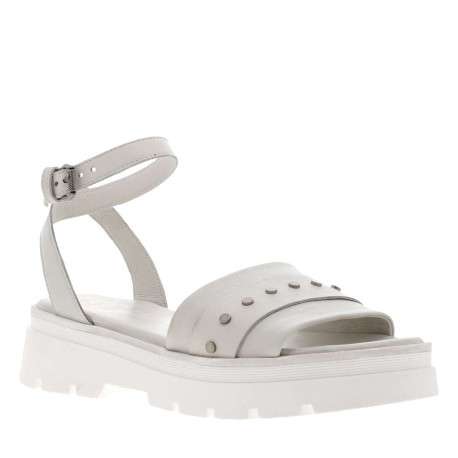 Sandales femme en cuir à plateforme compensées blanc cassé, gris - Image 2