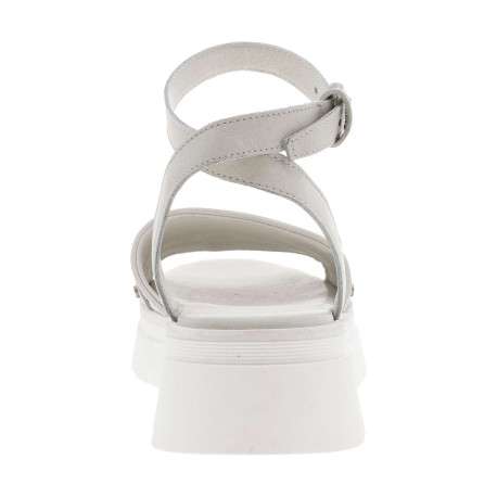 Sandales femme en cuir à plateforme compensées blanc cassé, gris - Image 3