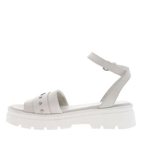 Sandales femme en cuir à plateforme compensées blanc cassé, gris - Image 4