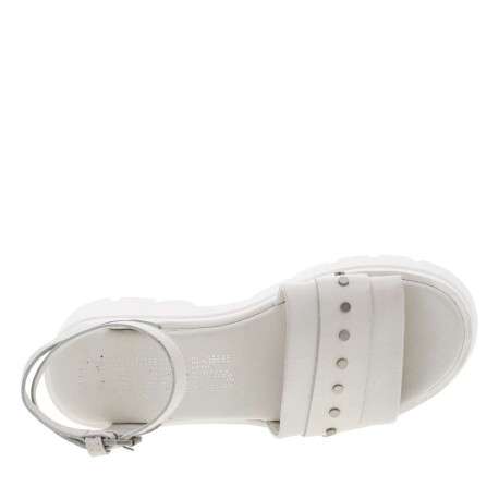 Sandales femme en cuir à plateforme compensées blanc cassé, gris - Image 5