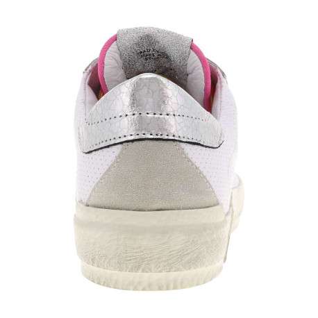 Baskets basses femme en cuir grainé fuchsia et blanc - Image 3