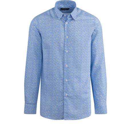 Chemise à motifs floraux pour homme ciel en coton coupe droite