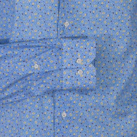 Chemise à motifs floraux pour homme ciel en coton coupe droite - Image 3
