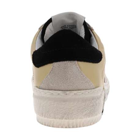 Baskets basses femme en cuir en velours or et noir - Image 3