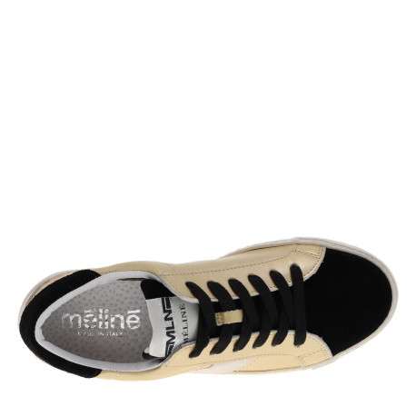 Baskets basses femme en cuir en velours or et noir - Image 5