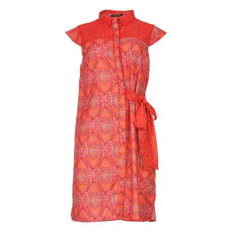 Robe imprimé floral pour femme orange coupe évasée BIANCA