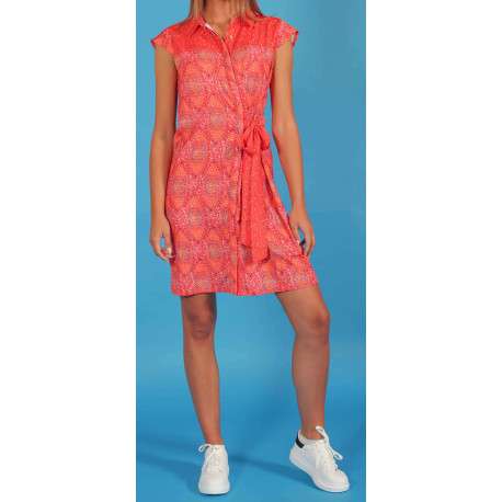 Robe imprimé floral pour femme orange coupe évasée BIANCA - Image 2