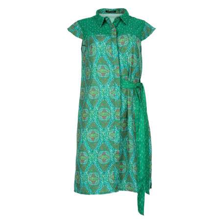 Robe imprimé floral pour femme verte coupe évasée BIANCA