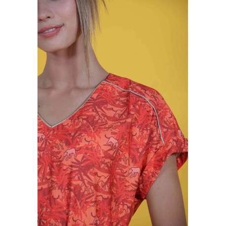 Robe rouge pour femme imprimé savane CACATOES - Image 3