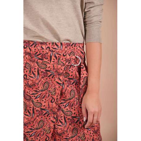 Jupe Portefeuille à imprimé éthnique pour femme brique BODY - Image 4