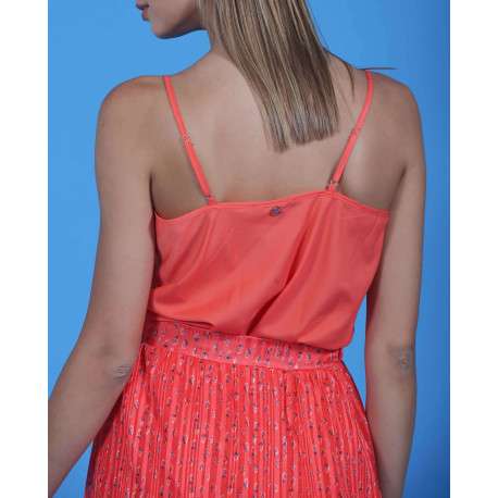 Jupe à motifs abstraits pour femme corail coupe évasée GRAPHIC - Image 4
