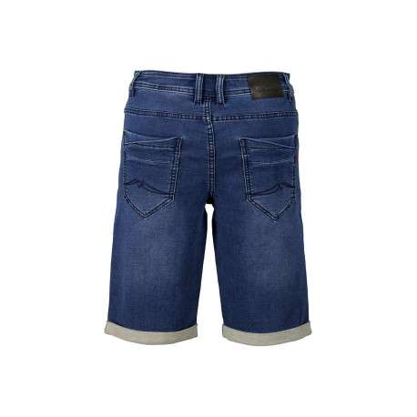 Short en jean effet délavé pour garçon indigo en coton coupe droite - Image 2