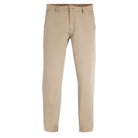 Pantalon chino beige uni en coton avec une coupe droite et 4 poches - Image 2
