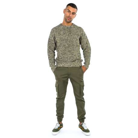 Pantalon cargo kaki uni avec une coupe ample resserré aux chevilles - Image 5