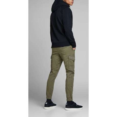 Pantalon cargo kaki uni avec une coupe ample resserré aux chevilles - Image 7