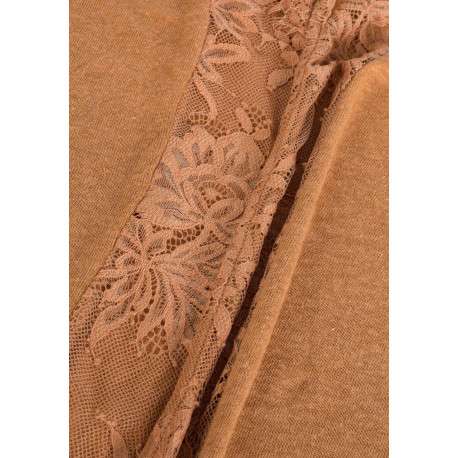 Top en dentelle devant et dos pour femme camel avec du lin droite PIKU - Image 5
