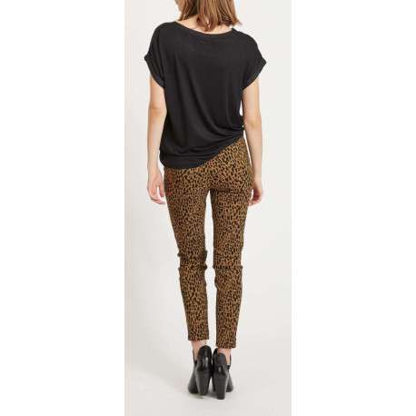 T-shirt noir pour femme en bi-matières coupe droite - Image 4