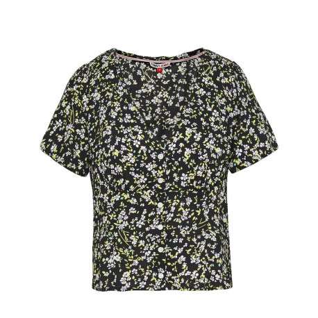 Chemise noir pour femme avec imprimé liberty coupe droite