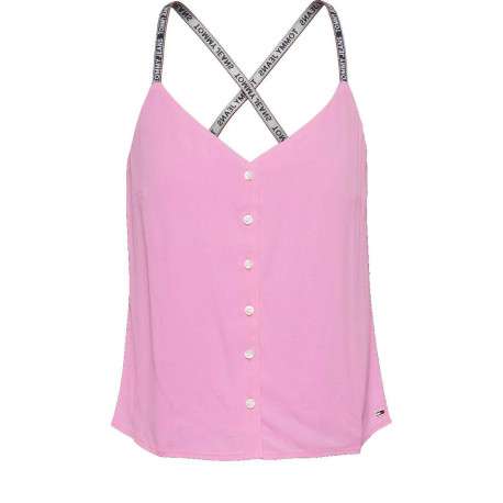 Top rose pour femme uni coupe droite
