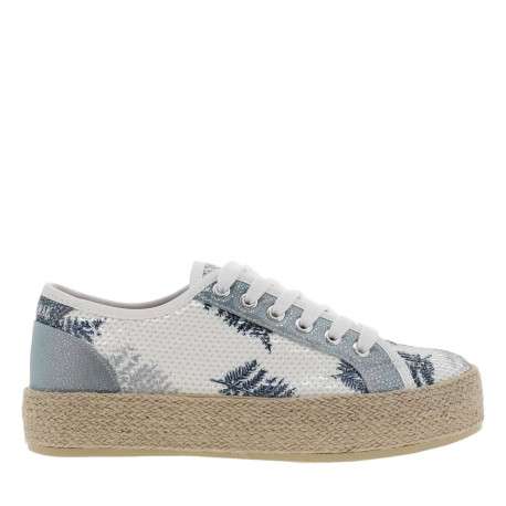 Baskets basses femme PACO blanc et bleu