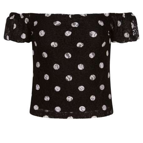 Top avec imprimé micro pois pour femme Noir coupe droite - Image 4