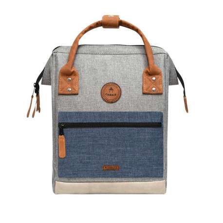 Sac à dos gris clair uni zippé avec pochettes interchangeables - Image 2