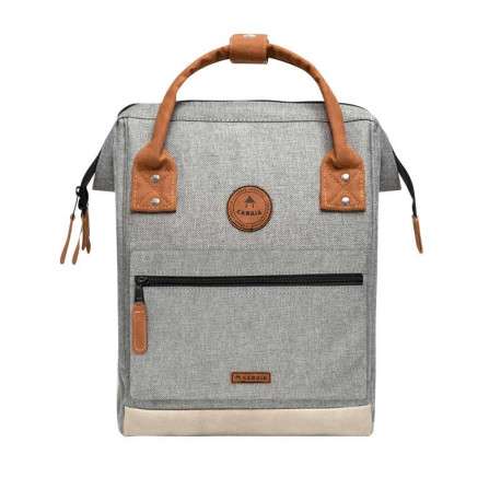 Sac à dos gris clair uni zippé avec pochettes interchangeables - Image 3
