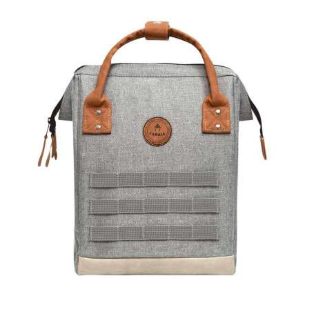 Sac à dos gris clair uni zippé avec pochettes interchangeables - Image 4