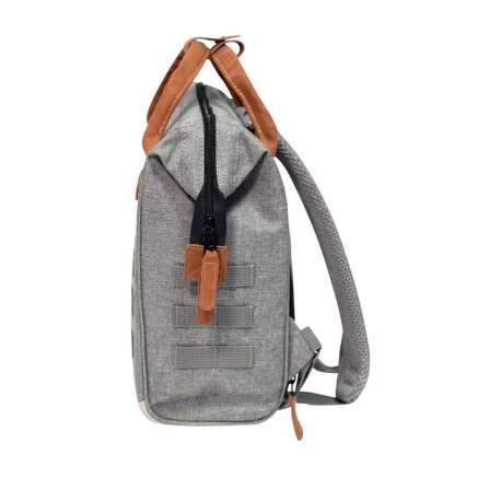 Sac à dos gris clair uni zippé avec pochettes interchangeables - Image 6