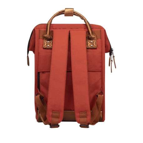 Sac à dos brique pour femme avec une poche centrale zippée et des hanses en cuir - Image 2
