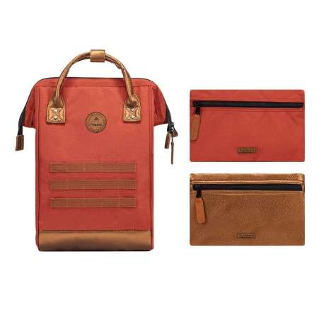 Sac à dos brique pour femme avec une poche centrale zippée et des hanses en cuir - Image 10