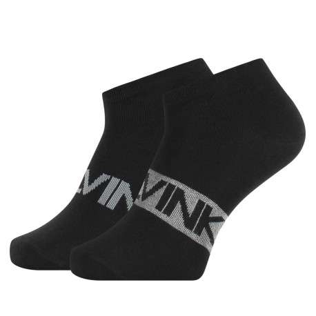 Lot de 2 paires de chaussettes mi-hautes noires avec inscription Calvin Klein pour homme