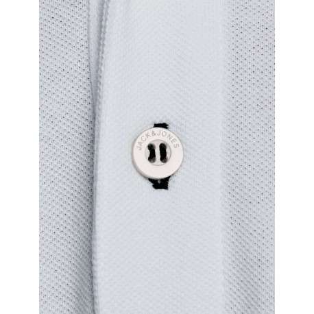 Polo blanc uni en coton avec une coupe droite avec liseré noir sur le col et les manches - Image 5