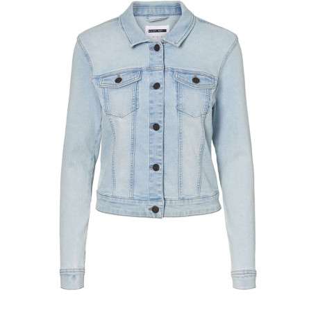 Blouson Jean stone uni avec un col sans capuche et des manches longues