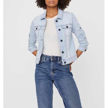 Blouson Jean stone uni avec un col sans capuche et des manches longues - Image 2