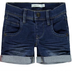 Bermuda indigo pour garçon effet délavé et froissé coupe slim