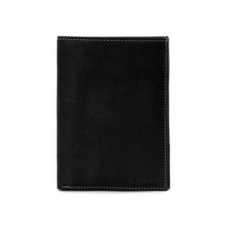 Portefeuille noir à rabat à emplacements pour carte et poche monnaie