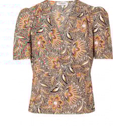 Top multicolore pour femme imprimé floral coupe évaséee