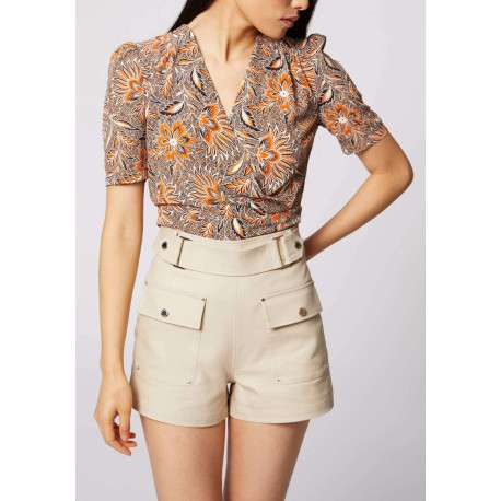 Top multicolore pour femme imprimé floral coupe évaséee - Image 2