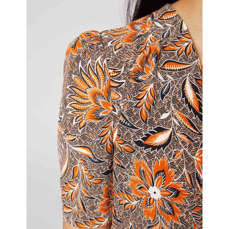 Top multicolore pour femme imprimé floral coupe évaséee - Image 4