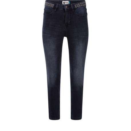 Jean indigo pour femme effet délavé et froissé coupe slim NOEMY
