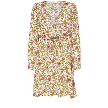 Robe courte kaki pour femme coupe droite fluide à imprimé floral
