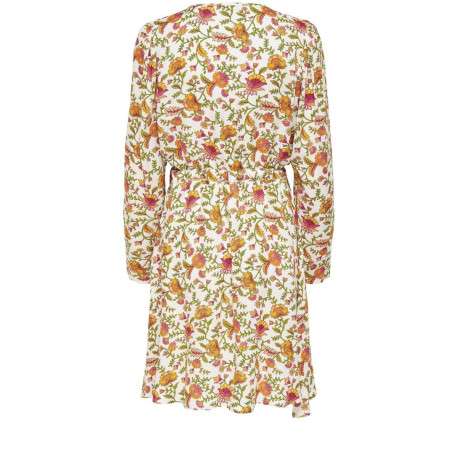 Robe courte kaki pour femme coupe droite fluide à imprimé floral - Image 2