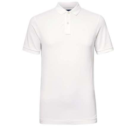 Polo en coton blanc uni avec une coupe droite et un col boutonné - Image 6