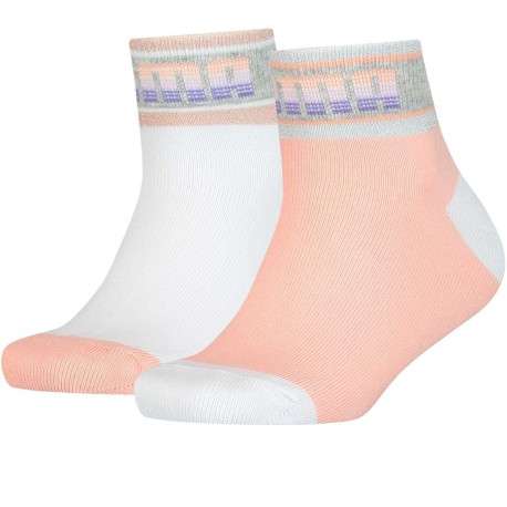 Lot de 2 paires de chaussettes blanches à rayures pour fille en coton